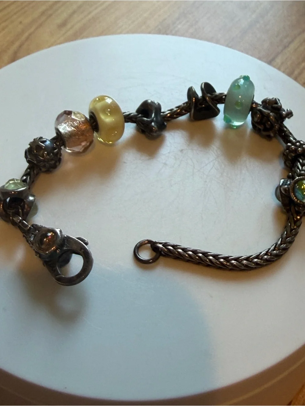Trollbeads Bracelet with 10 Vintage Beads, Sterling Silver Chain